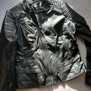Ci Sono Black Leather Jacket for Women